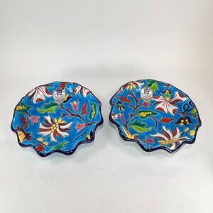 Vtg Emaux de Longwy Ceramic Pottery Blue Enameled Cloisonne Bowl France 30s